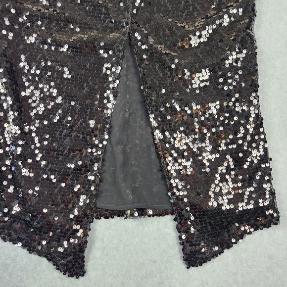 🌼Express Top Womens Size Small Split Back Tank Black Sequin - Picture 8 of 14